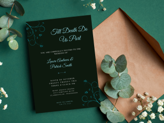 Blue and Black Wedding Invitation Bundle (Canva Editable / Printable)