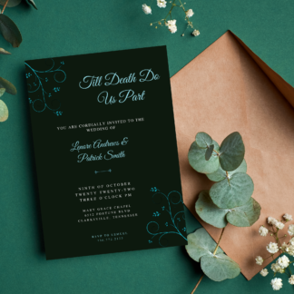 Blue and Black Wedding Invitation Bundle (Canva Editable / Printable)