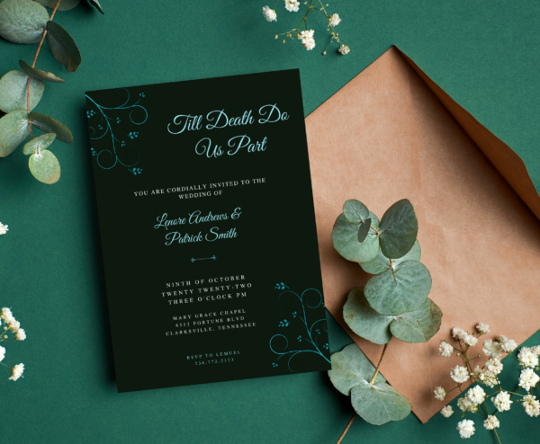 Blue and Black Wedding Invitation Bundle (Canva Editable / Printable)