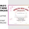 World’s Best Mom Certificate Printable for Mother's Day Gift, award for Mom, Step mom or bonus mom for birthday - Image 4