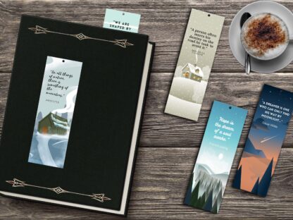 Set of 5 Scenic Printable Bookmarks Inspitational Quotes home printable PDF instant download