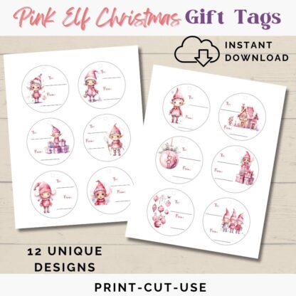 Pink Elf Christmas Printable Gift Tags - Image 3