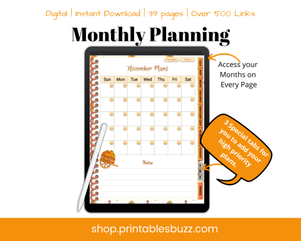 Thanksgiving Schedule PDF - Monthly Planning