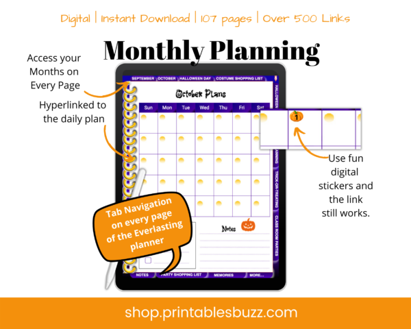 Halloween Planner - Digital Halloween Planner - Monthly Planning