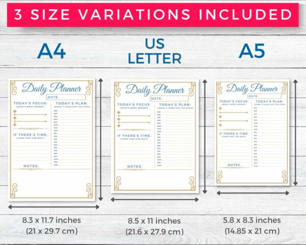 Printable Daily Planner - Minimal with 6 Color Variations - Image 3