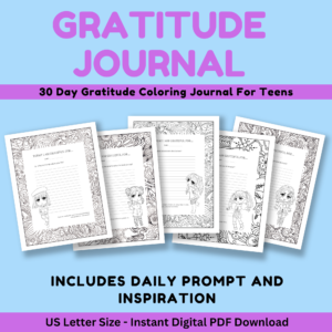 30 Day Gratitude Coloring Journal Printable For Teens