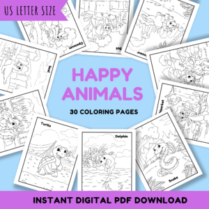 30 Printable Coloring Pages Featuring Happy Animals