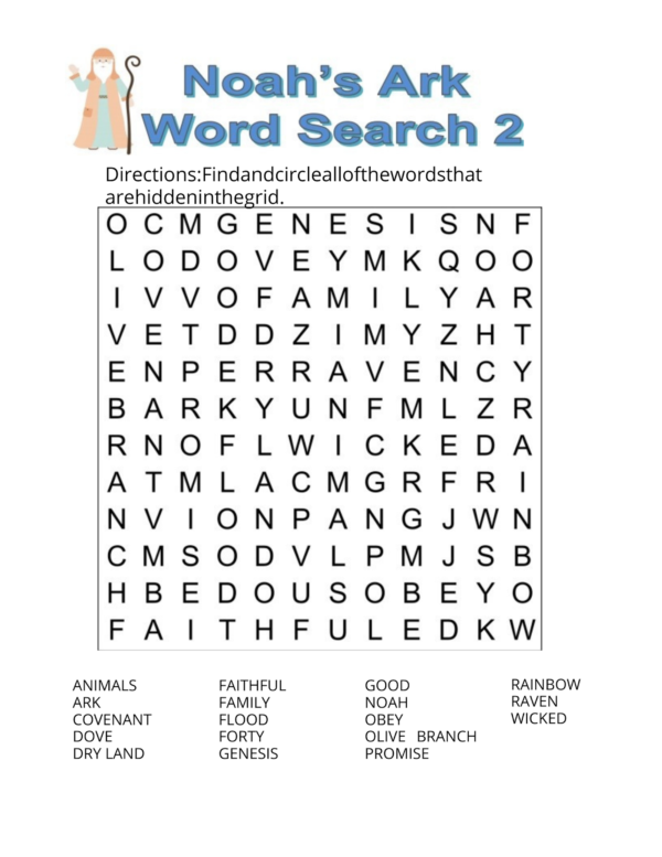 Printable Noah's Ark Bible Games Puzzles - Christian Bible Story - Image 5