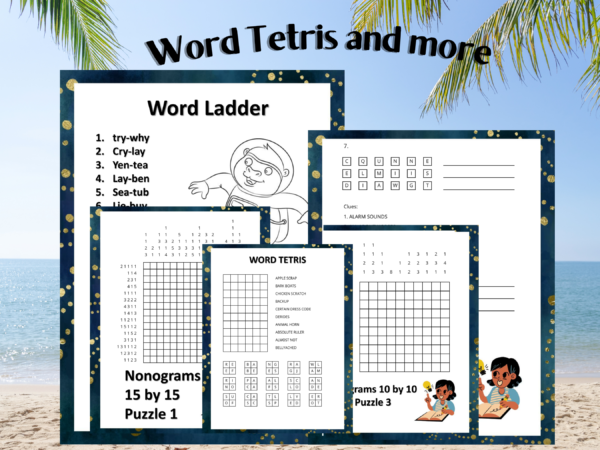 On the Go Logic Puzzles Printable Activity Pack| Sudoku| Number Puzzles| Nonogram puzzles| Word Tetris| Symbol Math| Brain Teaser Puzzles - Image 8