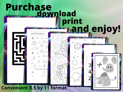 Children’s Logic and Motor Skills with Coloring Pages, Mazes, Sudoku Puzzles I Spy, and Scissor Cutting Pintable Downloads Activity Pack - Image 7