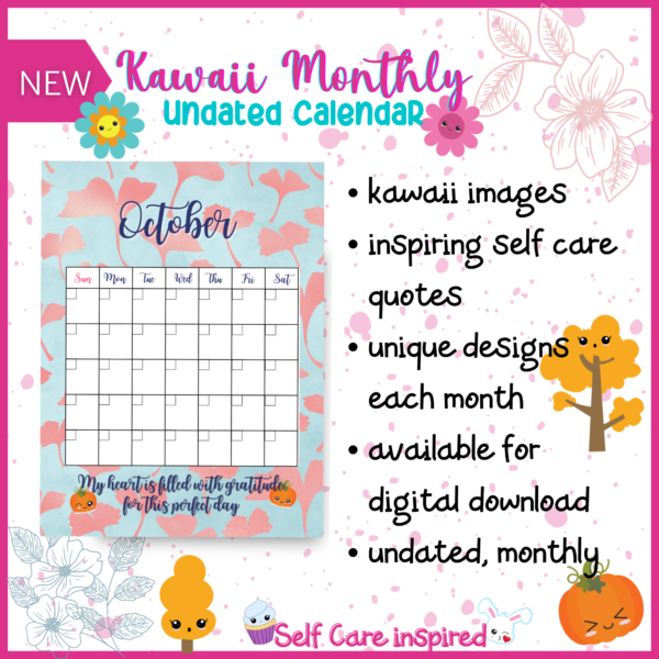 Kawaii Monthly Calendar - Undated - Image 4
