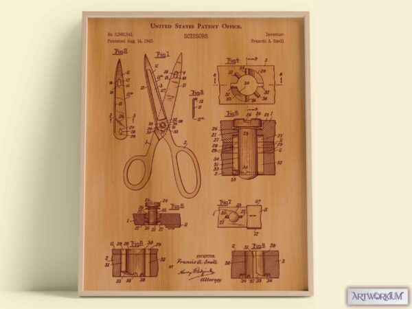Set of 6 Fashion and Clothing Patent Prints. Burnt Wood Background Version - Set of 6 Beautiful 1800s and 1900s Vintage Wall Art - Image 5