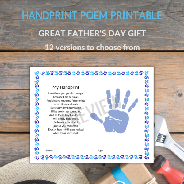 Handprint Poem Printable - Father's Day Gift - Preschool Graduation