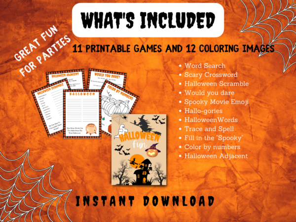 Printable Halloween Games| Halloween party games| Printable Games| Halloween Games| Halloween coloring|Instant Download - Image 4