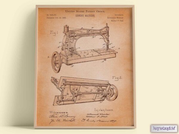 Set of 6 Fashion and Clothing Patent Prints. Vintage Paper Background Version - Set of 6 Beautiful 1800s and 1900s Vintage Wall Art - Image 7