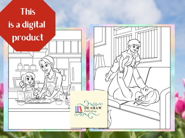 60 Fun and Relaxing Mother and Child Themed Coloring Pages for All Ages and Skill Levels | Digital Download | Gifts for Mother | Dot to Dot - Image 4