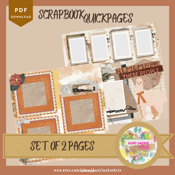 DIGITAL SCRAPBOOK Page - Winter Digital Scrapbook Layout - Pre-Made Shabby Vintage Quick Page Layout, Digital Page Layout, jpg png 12 x 12 - Image 4