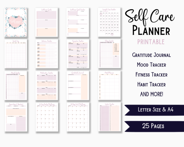 Self Care Planner (Health and Wellbeing) - Gratitude Journal, Fitness Tracker, Habit Tracker and more - Image 4