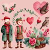 Valentine's Day Folk Watercolor Clipart - Image 4