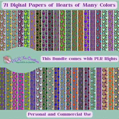 71-Hearts Of Many Colors Digital Papers PLR