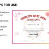 World’s Best Mom Certificate Printable for Mother's Day Gift, award for Mom, Step mom or bonus mom for birthday - Image 5