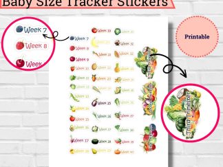 Pregnancy Baby Size Tracker Planner Stickers