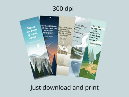Set of 5 Scenic Printable Bookmarks Inspitational Quotes home printable PDF instant download - Image 3