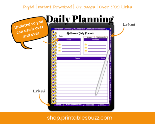 Halloween Planner - Digital Halloween Planner - Daily