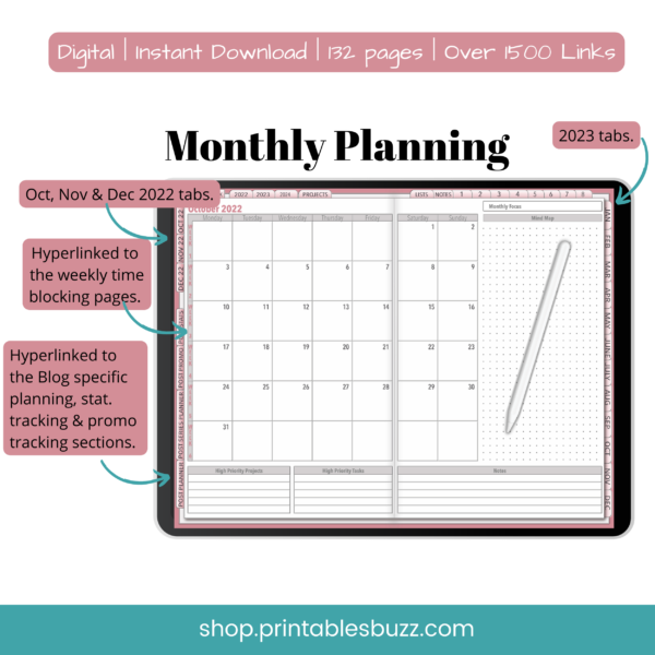 Monthly Planner - Blogging Planner