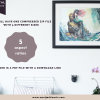 Digital WALL ART - Pretty Watercolor Mermaid on a Rock in the Ocean - pdf, jpg - 5 Aspect Ratios / Sizes - Bonuses - Image 4
