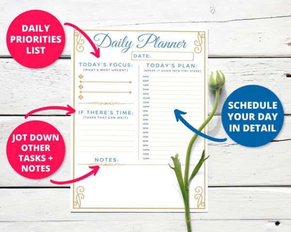 Printable Daily Planner - Minimal with 6 Color Variations - Image 4