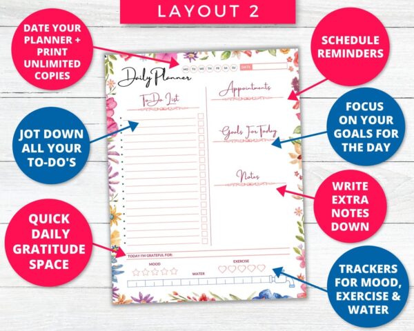Floral Hourly + Daily Planner Printable For Productivity - Image 4