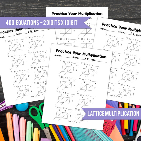400 2x1 Lattice Multiplication Worksheets Thumbnail