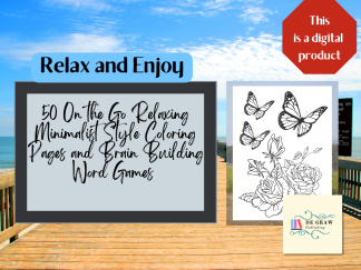 50 On the Go Relaxing Minimalist Style Coloring Pages and Brain Building Word Games | Word Searches | DecoderRing | Crossword Puzzles