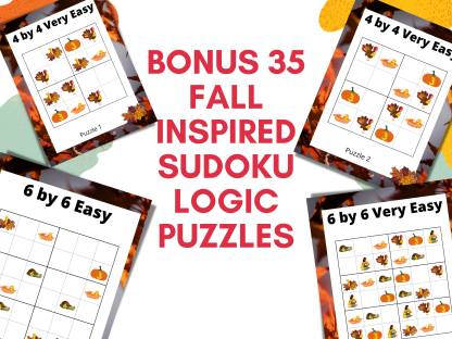 Title Fall Travel Activity Pack Plus Bonus Sudoku Puzzles for Kids and Beginners, Easy Sudoku Logic Puzzles, Word Search, Stickers, Activity Pack - Image 5