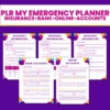 PLR My Emergency Planner- insurance, bank and online account information