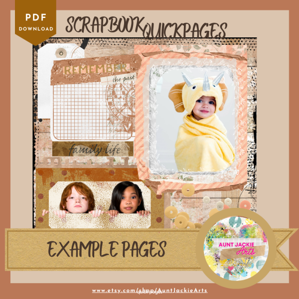 DIGITAL SCRAPBOOK Page - Winter Digital Scrapbook Layout - Pre-Made Shabby Vintage Quick Page Layout, Pack 3 - jpg png 12 x 12 - Image 6
