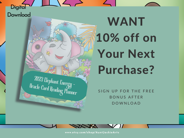 Undated Print PLANNER, Elephant Energy Oracle Card Planner, 12 Monthly Pages, 3 Card Spreads, 12 Zodiac Pages, US Letter, 31 Pages - Image 5