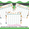 Undated Printable Monthly Calendar in Cute Love Bird Design - Image 5