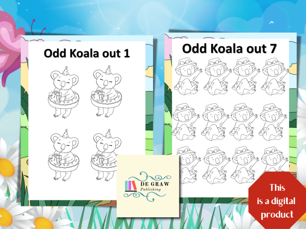 Koala Fun Coloring, Mazes, Beginner Sudoku, Sticker Pack, and More Digital Download Activity Pack; Odd Man Out, Hidden Object, Dot to Dot - Image 5