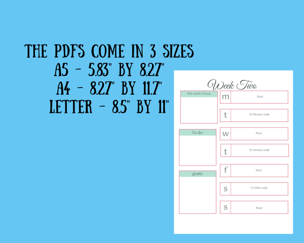Digital Download Training plan for the 5K walking athlete, fitness planner, Fitness journal - Image 3