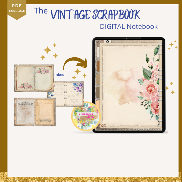 Vintage DIGITAL NOTEBOOK, Goodnotes, Notability, Xodo, iPad Notebook, Digital Scrapbooks, 6 Sections, Vintage Scrapbook, Vintage Notebooks - Image 5