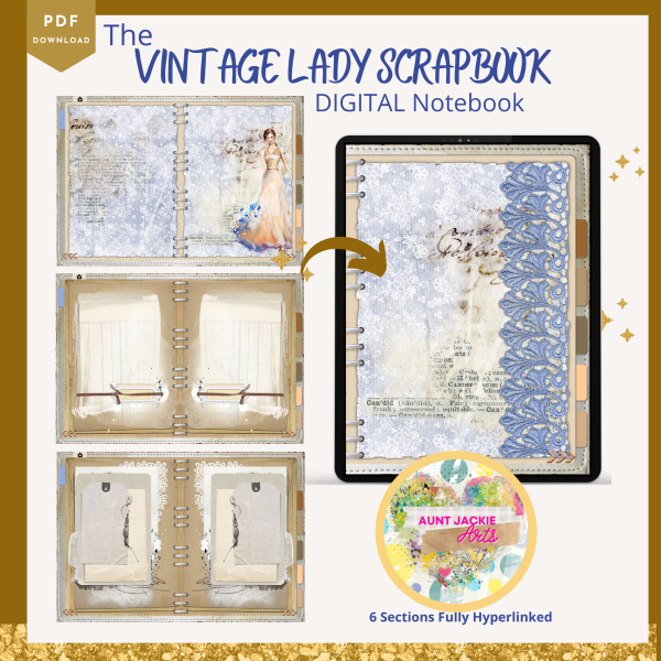 Vintage Ladies DIGITAL NOTEBOOK, Goodnotes, Notability, Xodo, iPad Notebook, Digital Scrapbooks, 6 Sections, Vintage Scrapbook, Vintage Notebook - Image 5