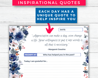 30 Day Gratitude Journal & Affirmations Printable (Floral Blue) - Image 5