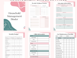 Printable Home Management Binder, Planner, In Case of Emergency, Budget, Cleaning & LOTS More! 66 pages!