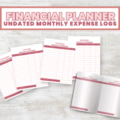 Chic Financial Planner with PLR License- Undated monthly expense logs