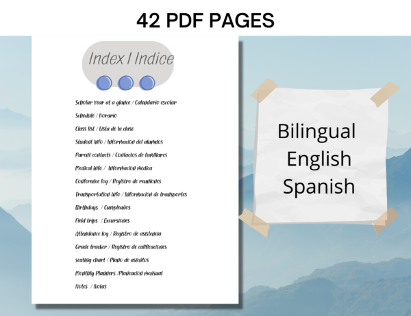 Teacher Planner 2022-2023 English Spanish Printable - Image 2