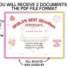 World’s Best Grandma Printable Certificate for Grandparents Day, Mother's Day Gift, award for Grandma for birthday - Image 4
