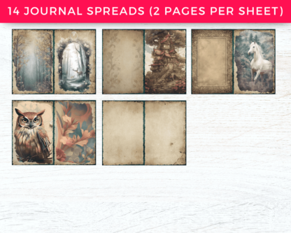 Whimsical Forest Junk Journal Printable Kit, Vintage Fairytale Shabby Chic Ephemera, Digital Scrapbooking Paper, Fantasy Grungy - Image 5