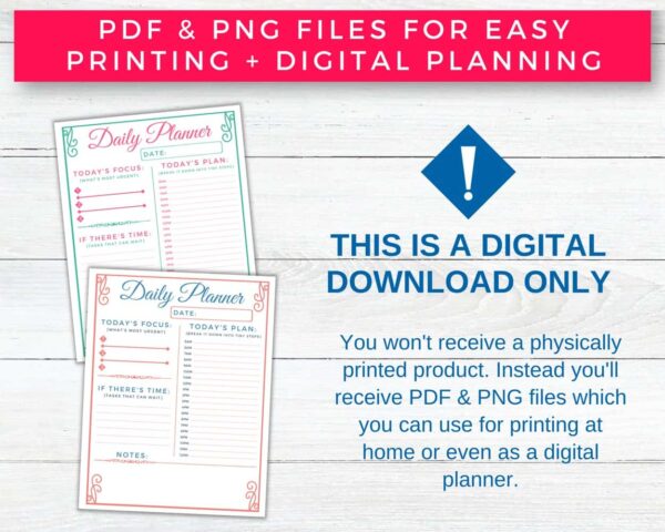 Printable Daily Planner - Minimal with 6 Color Variations - Image 5